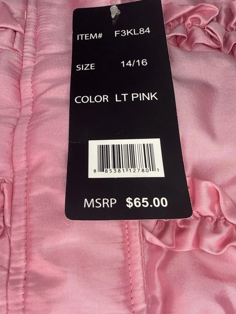 Light Pink Kids Quilted Ruffle Puffer Vest